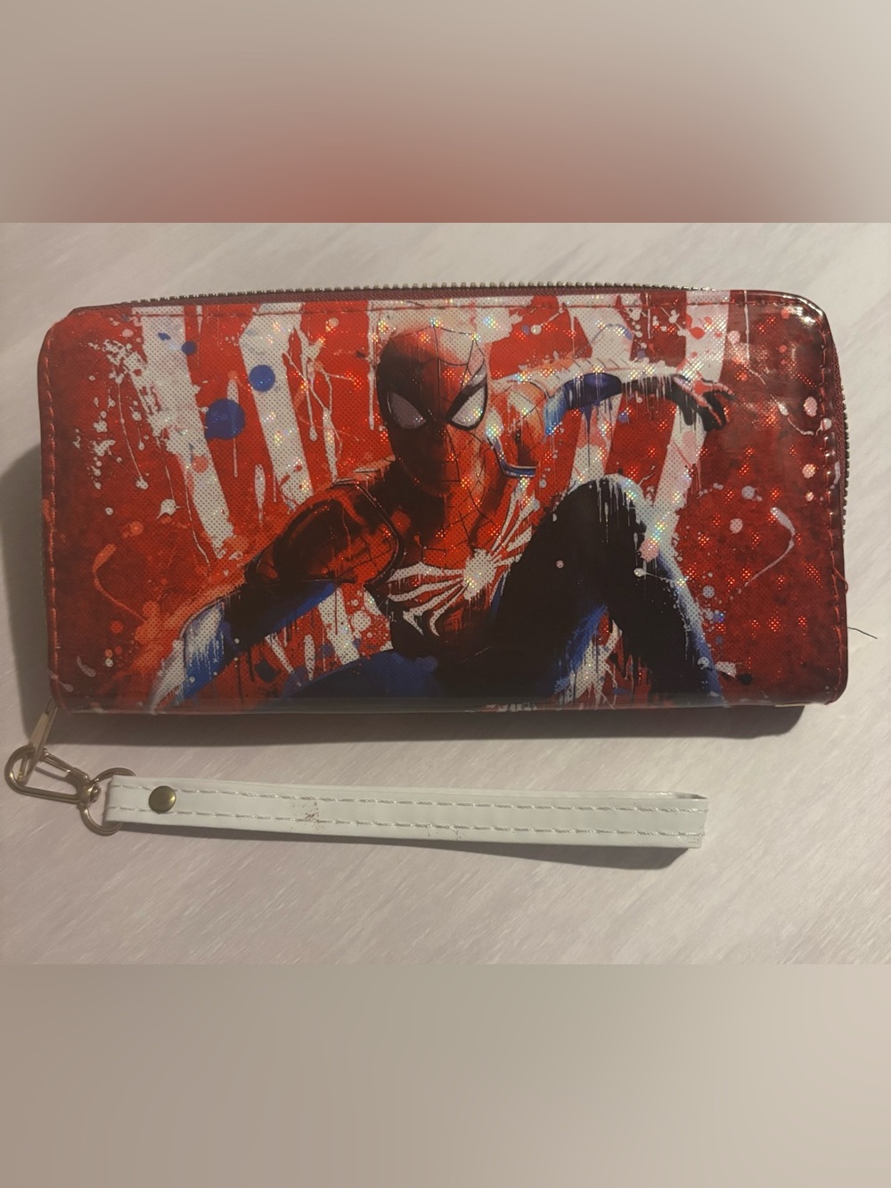 Long wallet Spiderman Red, Black and White Kids Zip Wristlet